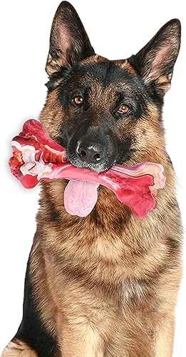 Hueso masticable de goma natural indestructible para masticadores agresivos duradero seguro sabor de carne real limpieza de dientes cachorros grande