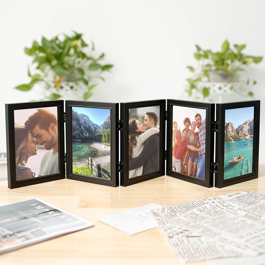 Amazon.co.jp: Powanfity フォトフレーム 5面 額縁 卓上 木製