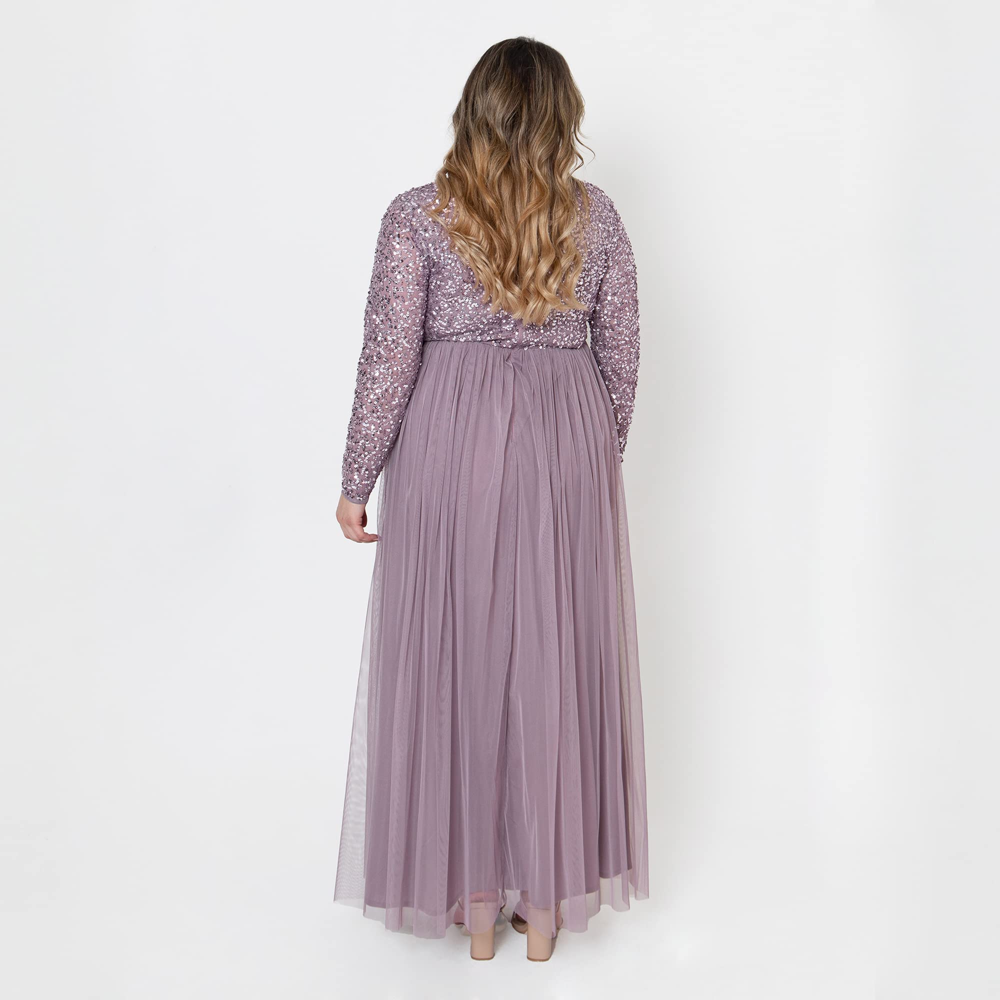 chinese dress ladies Maya Navy Floral Embellished Long Sleeve Maxi Dress – Style for your Shape main image 1