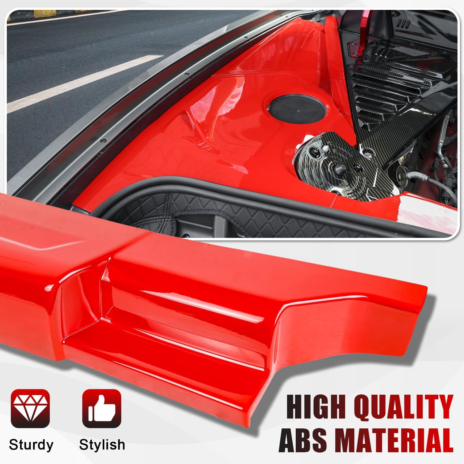 Engine Compartment Decorative Panel Cover Surround Overlay Compatible with for 2020-2024 Chevy C8 Corvette Stingray E-Ray Z51 Z06 Coupe Engine Bay Guard Protector Engine Hood Trim Cover