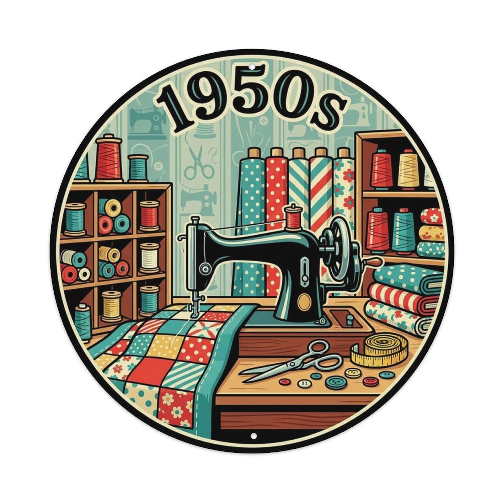 Vintage Retro Sewing Machine Thread Fabric Metal Tin Sign