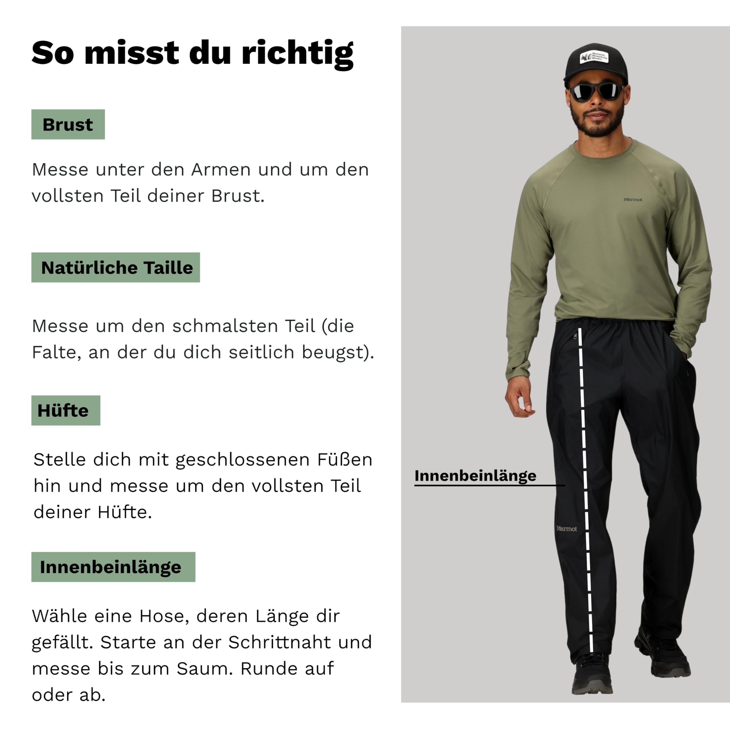 Marmot Herren wasserdichte Regenhose, Winddichte Wanderhose, atmungsaktive Regenkleidung zum Wandern und Trekking Precip Eco Full Zip Pant
