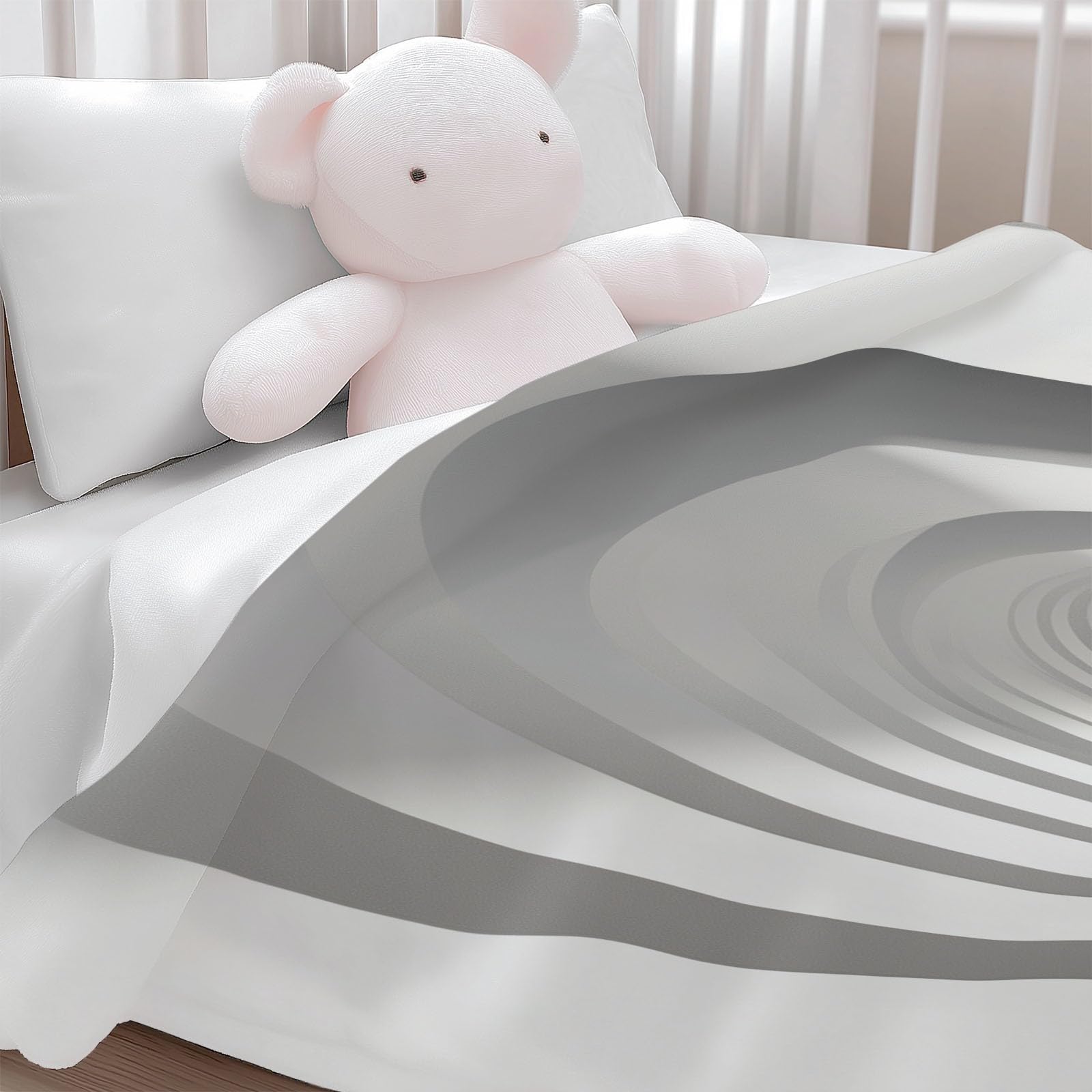 Griglia In Bianco E Nero Tunnel Spaziale Coperta Plaid Pile Flanella con Stampa, 220 x 240 cm Singolo Matrimoniale 3D Calda Coperta Fluffy Copridivano Morbida Invernale Coperte Trapunta Divano, Grigio