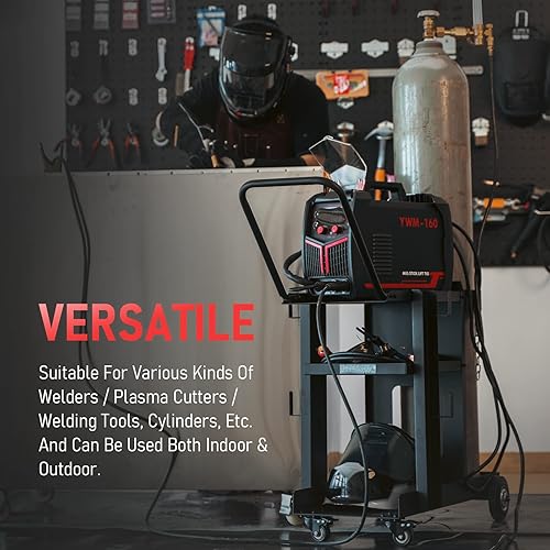 Miniatura 2 de YESWELDER Carro de soldadura para soldador TIG MIG y cortador de plasma, carro de soldadura rodante de 360  de almacenamiento grande de tres capas