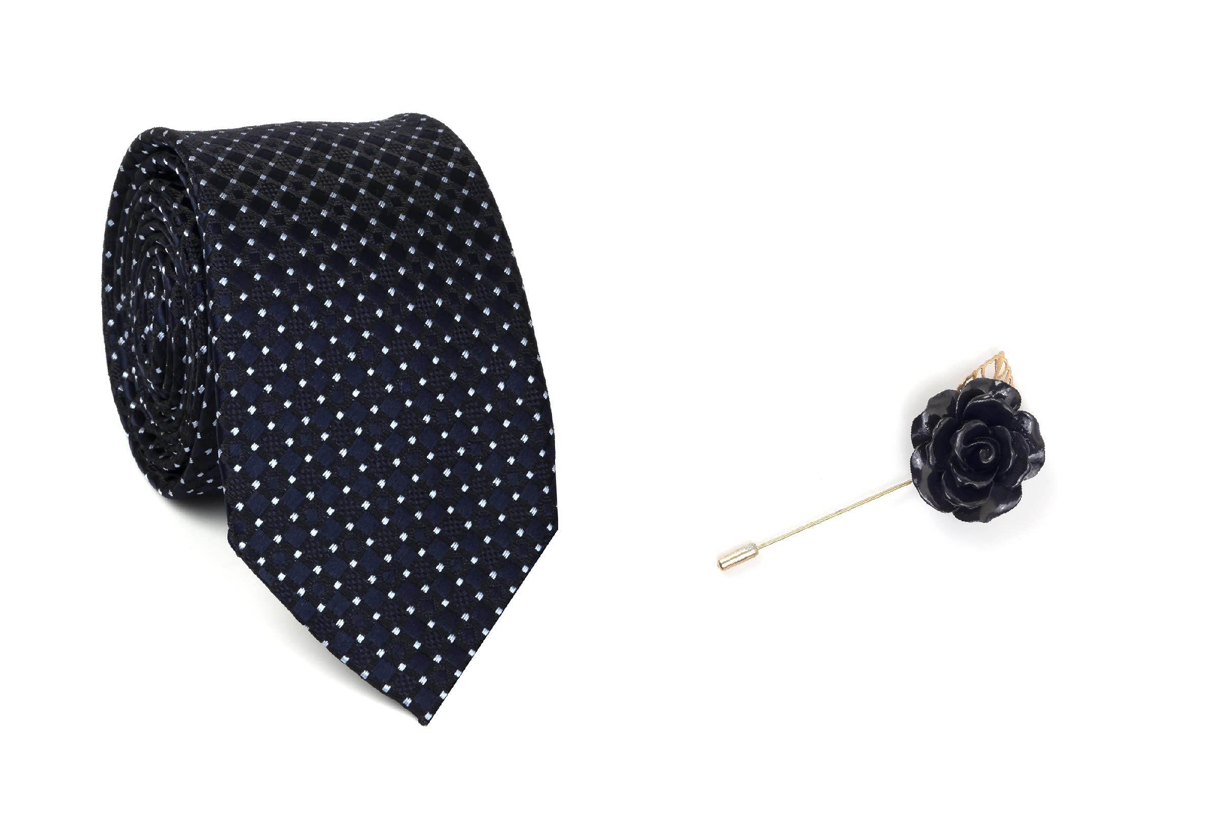 AehtMen's Necktie and Lapel Pin 3 inch width, 58 inch length 1731 TL Blue