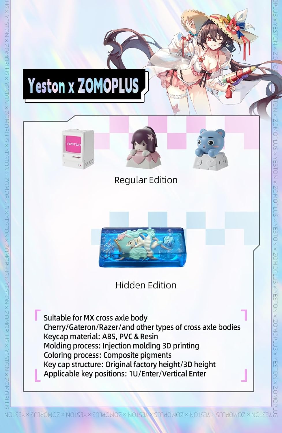 YESTON Sakura Blind Box Cute MX Cross Shaft Keycaps