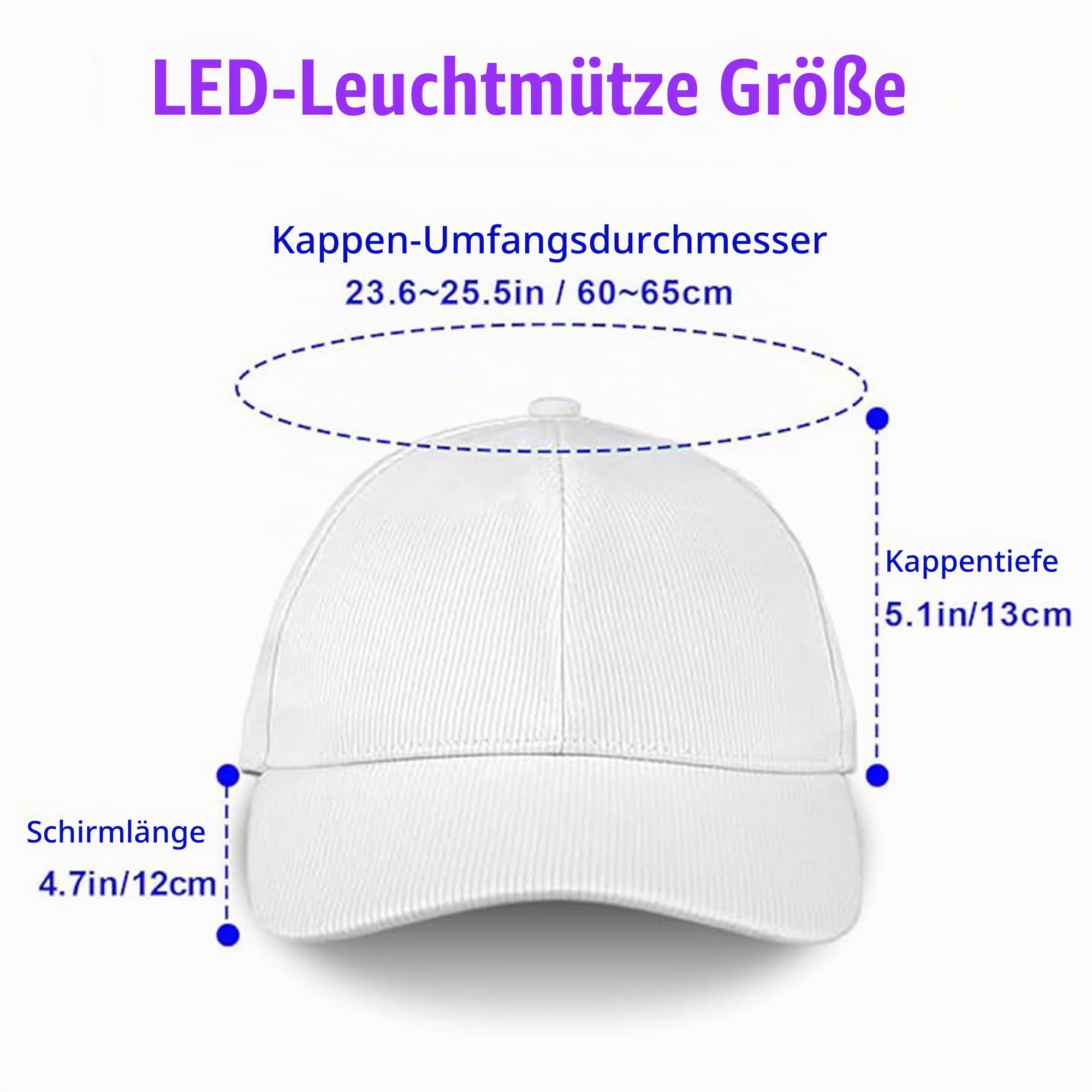 Cool Baseballkappe mit RGB Licht | LED-Hut mit 7 Farben & 5 Blinkende Modi | Verstellbar, USB Wiederaufladbare, Lichtmütze für Damen und Herren, Rave-Zubehör für Party, Geschenke Cap für Männer Frauen