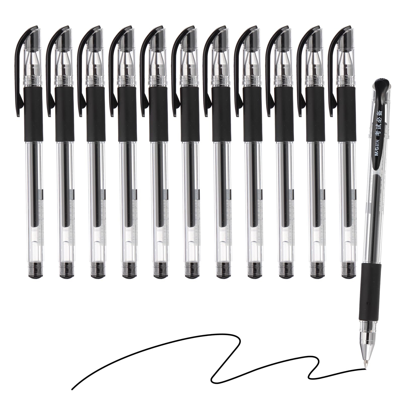 M&G Gel Pen Medium Point 0.5mm, 24 Pcs Smooth Black Gel Ink Rollerball Pen for Home Office Writing Note Taking Journaling Business, Style 11