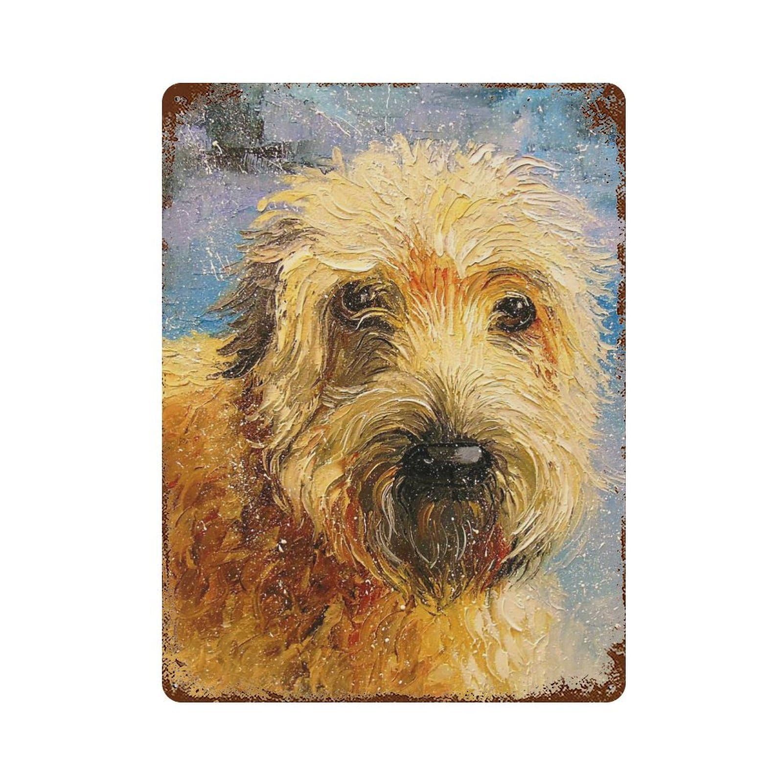 Terrier Aged Metal Wall Plaque 15.7"x11.8", Old School Wall Decor for Garage, Pub Or Kitchen