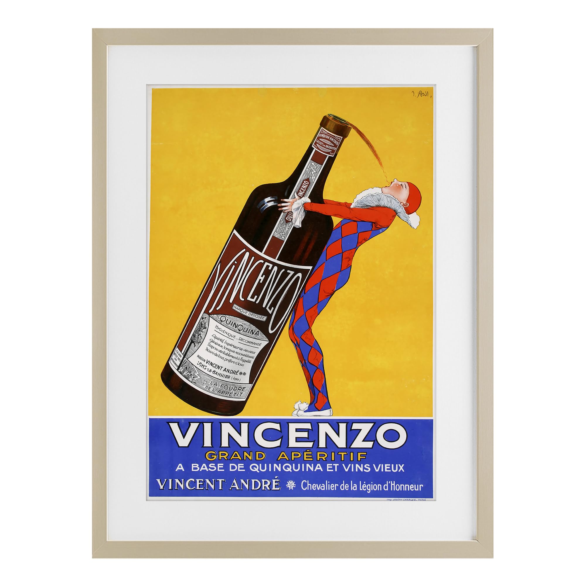 Stupell Industries Harvest Pine (Textured) 'Vincenzo Vintage Wine'| Framed Print Under Glass