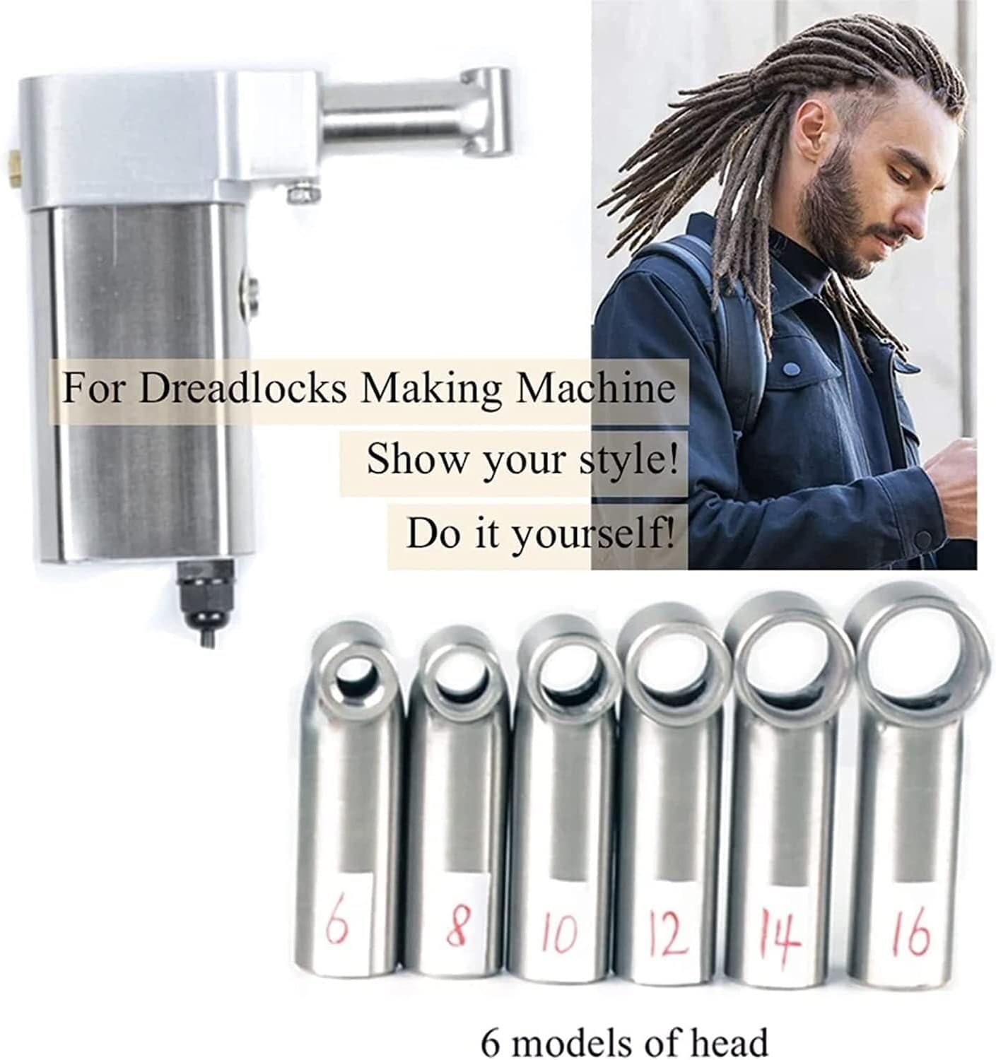 Máquina for Hacer rastas instantáneas, máquina automática for Hacer Cabello instantáneo con 20 Agujas, máquina trenzadora de Ganchillo de 6-16mm(16mm)
