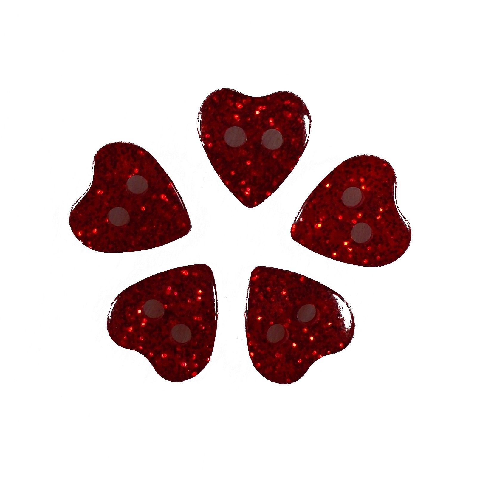 Push The Button Red Colour Glitter Heart Shape Buttons 10Mm (, 5)
