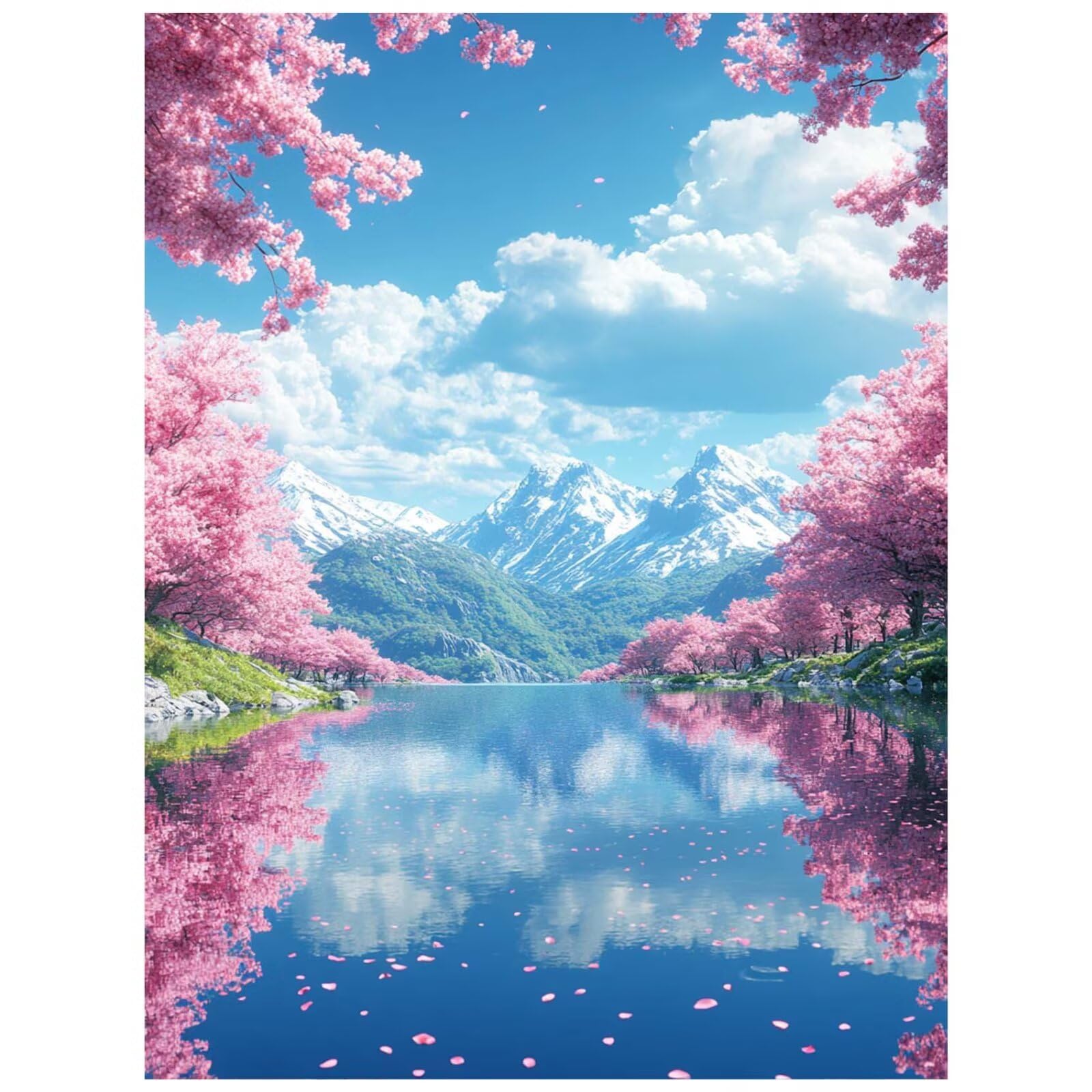 Snow Mountain Zestaw do malowania po numerach, dla dorosłych, kwiaty wiśni, akrylowe farby po numerach, hobby dla dorosłych i kobiet, materiały plastyczne, 8YH-4409 x 71 cm, płótno do malowania
