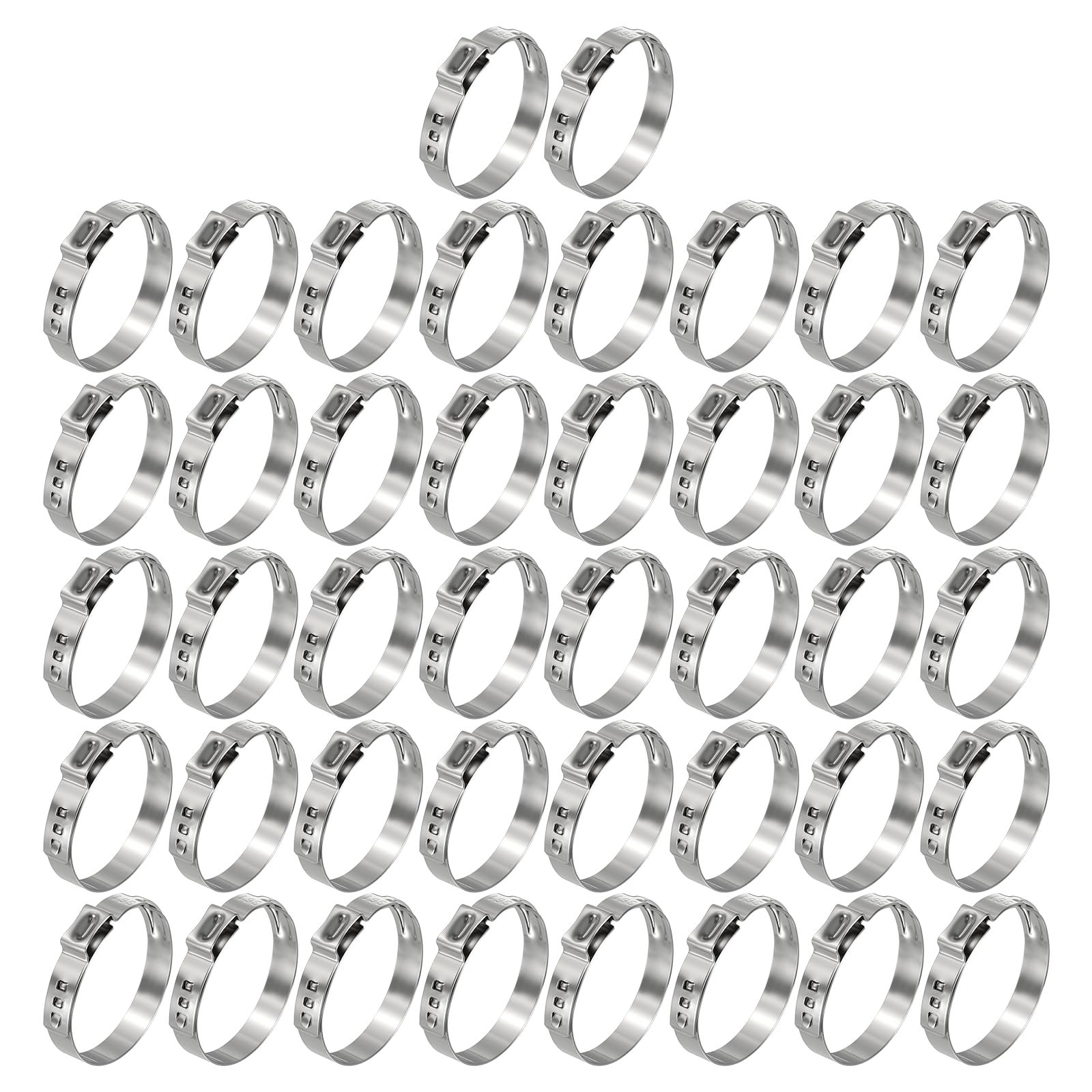 Kozelo 42Pcs Stainless Steel Single Ear Hose Clamps, Adjustable 20.3-23.5mm Heavy Duty Crimp Hose Clamp Assortment Kit, Metal Ear Cinch Rings Crimp Pinch Fitting for Automotive, Tubing