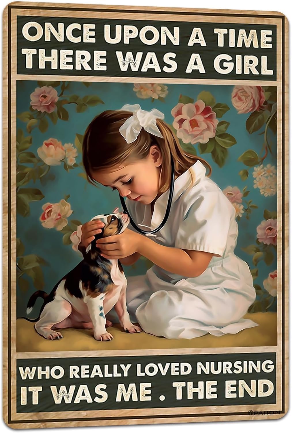 Girls Nurse-7 Vintage Metal Tin Sign Once Upon A Timethere Was A Who Really Loved Nursing Art Decoration For Hospital Home Farm Office Bar Dorm Club Garage 12X17 Inch