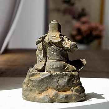Amazon.co.jp: 関羽像、古代中国の侍の彫刻模造鋳鉄手作りの天然