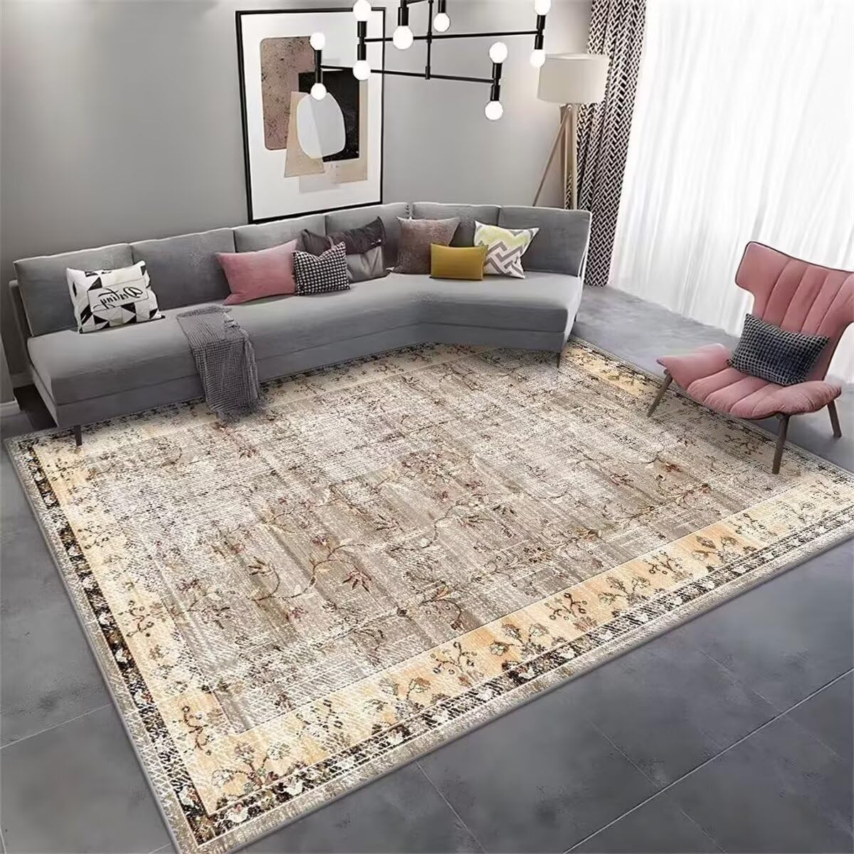 Tapis De Sol Salon Tapis Chambre Garcon Tapis de Restaurant de la région Tapis de Salon rétro Facile d'entretien Bureau Chambre 160X200CM