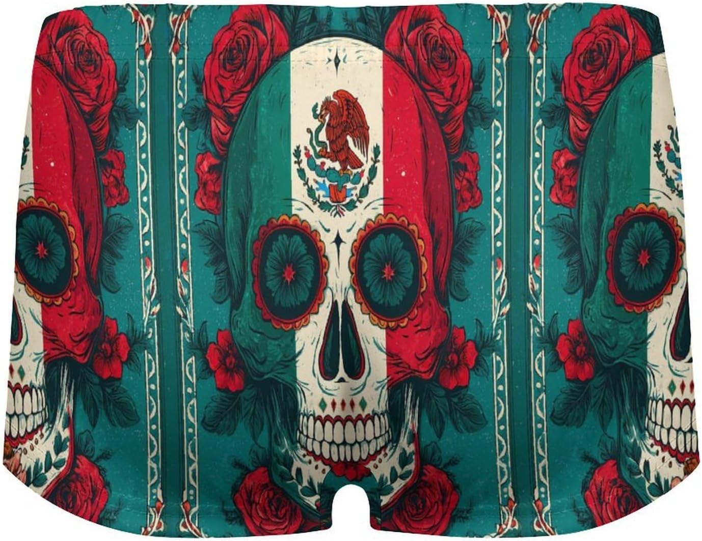 Mexico Sugar Skull Day Of The Dead Funny Women's Boxer Briefs Breathable Underpants Trunks Stretch Underwear
