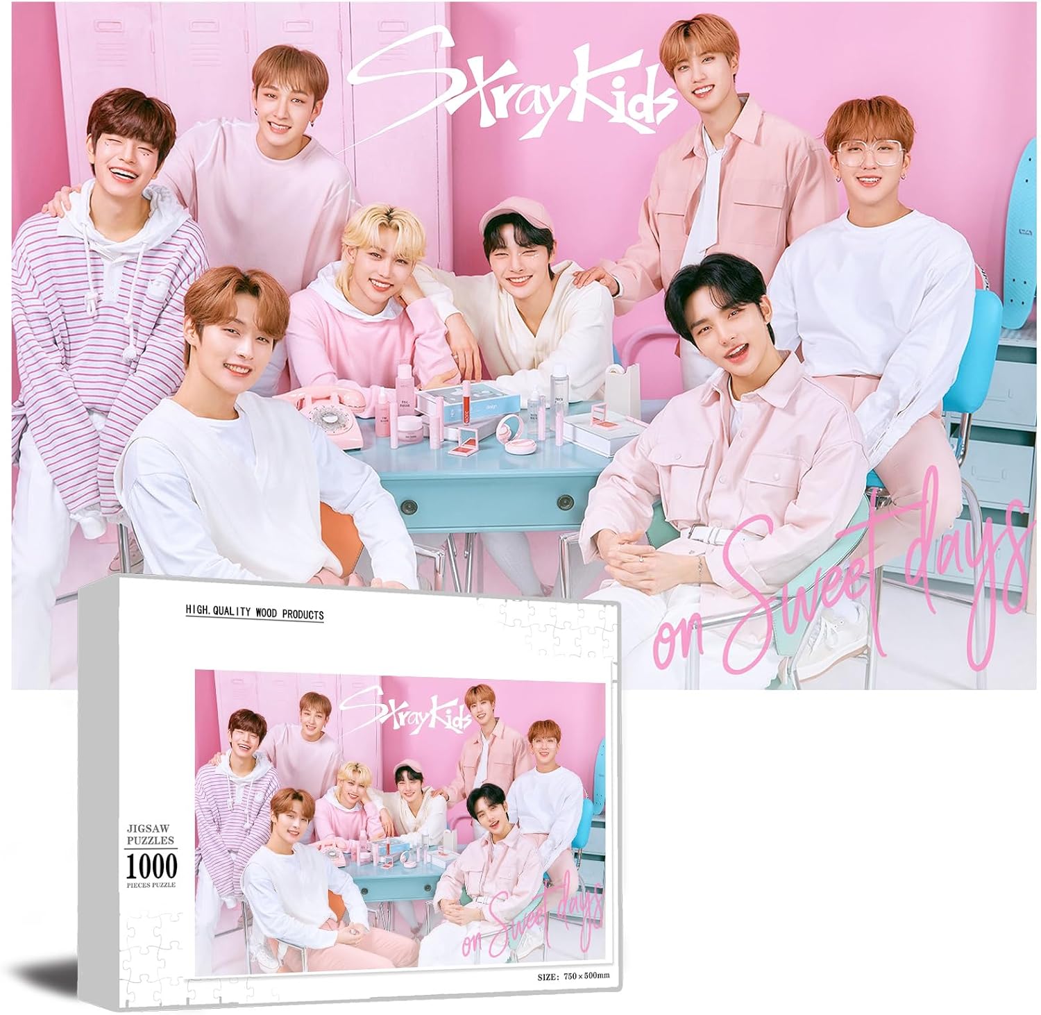 Kpop Stray Kids Wooden Jigsaw Puzzles, 1000 Piece Wooden