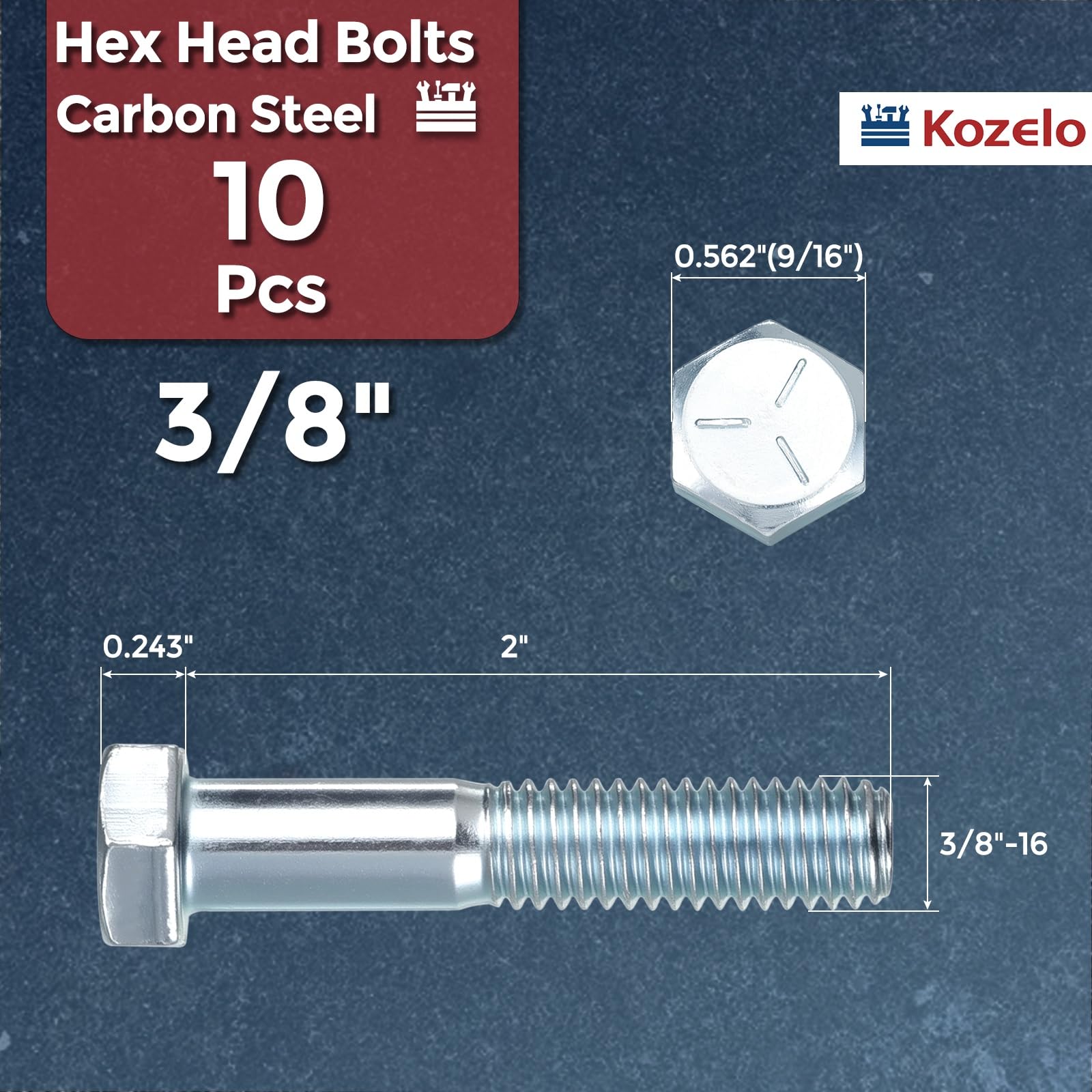 Kozelo 10 Pcs Hex Head Screws Bolts - Image 2