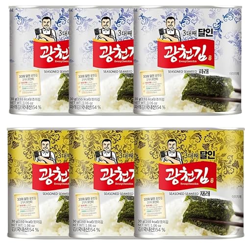 韓国産 広川海苔 3代続く達人 海苔缶入り 在来(ジェレキム)約54枚 30g x 3缶 青(パレキム)約54枚 30g x 3缶 お中元 お歳暮 韓国産缶