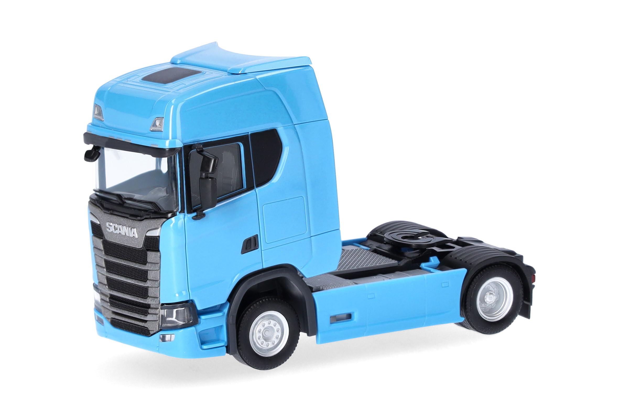 Herpa truck model Scania CS 20 HD rigid tractor 2axles, on a scale of 1:87, plastic miniature, made in Germany, model building, collectors edition, light blue