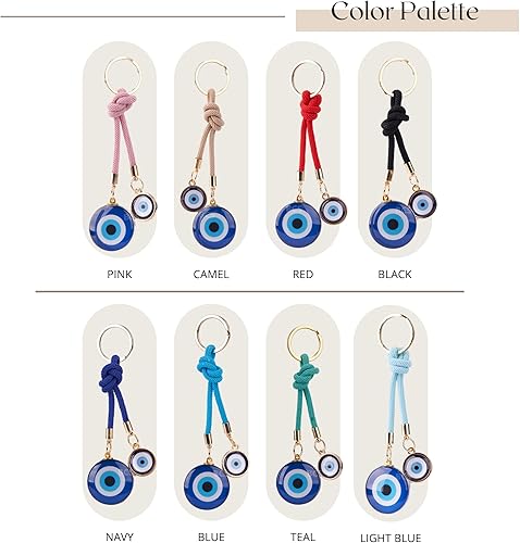 Miniatura 7 de BCS Llavero con dije de mal de ojo, amuleto de buena suerte y protección, llavero de automóvil, accesorios para bolso para mujer
