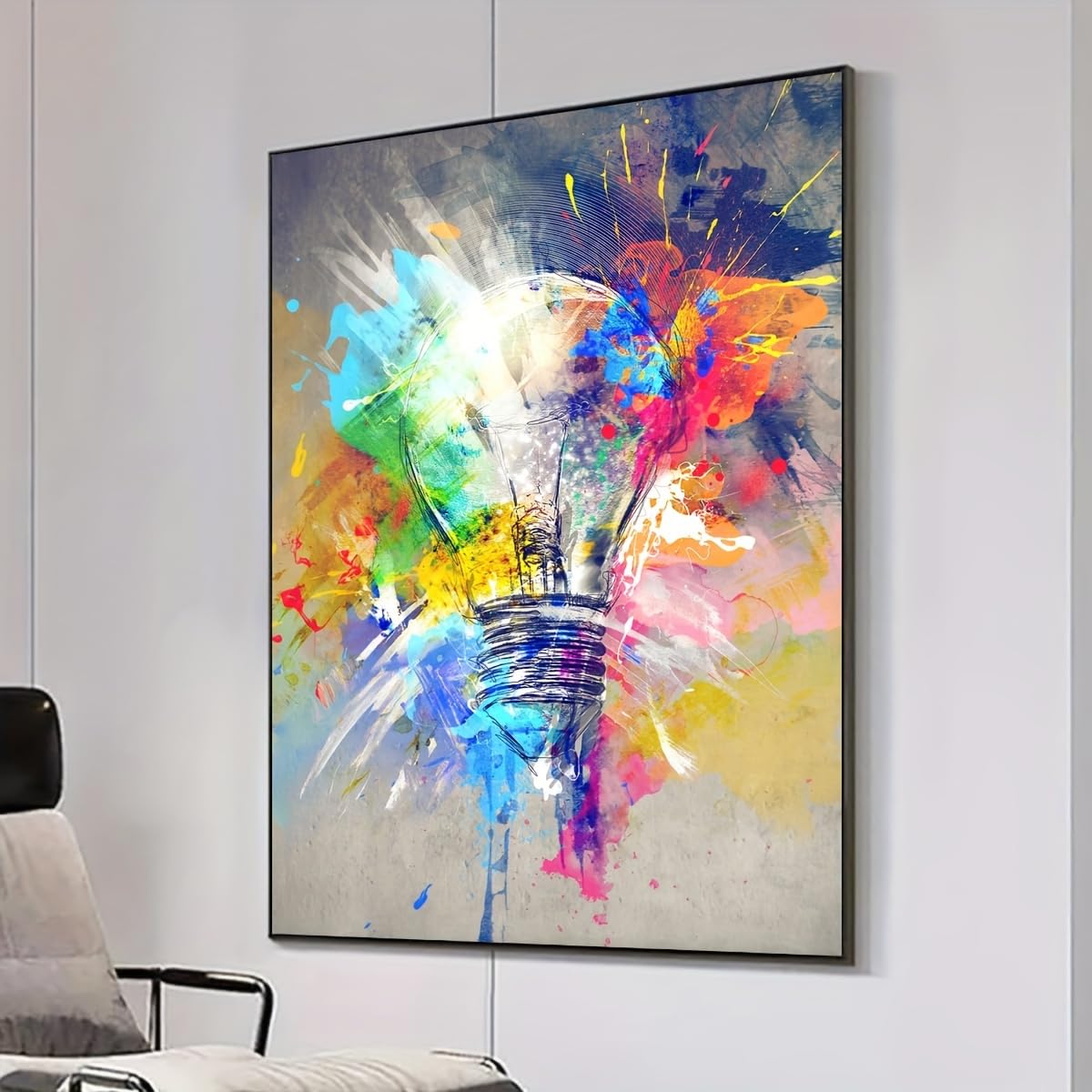 IXEHOH Große Moderne Abstrakte Leinwandbilder für Wohnzimmer, Buntes Glühbirnen Kunstwerk Aesthetic Wall Art, Vertikale Wanddeko für Büro, Dekorative Leinwanddrucke für Zuhause 30x40cm