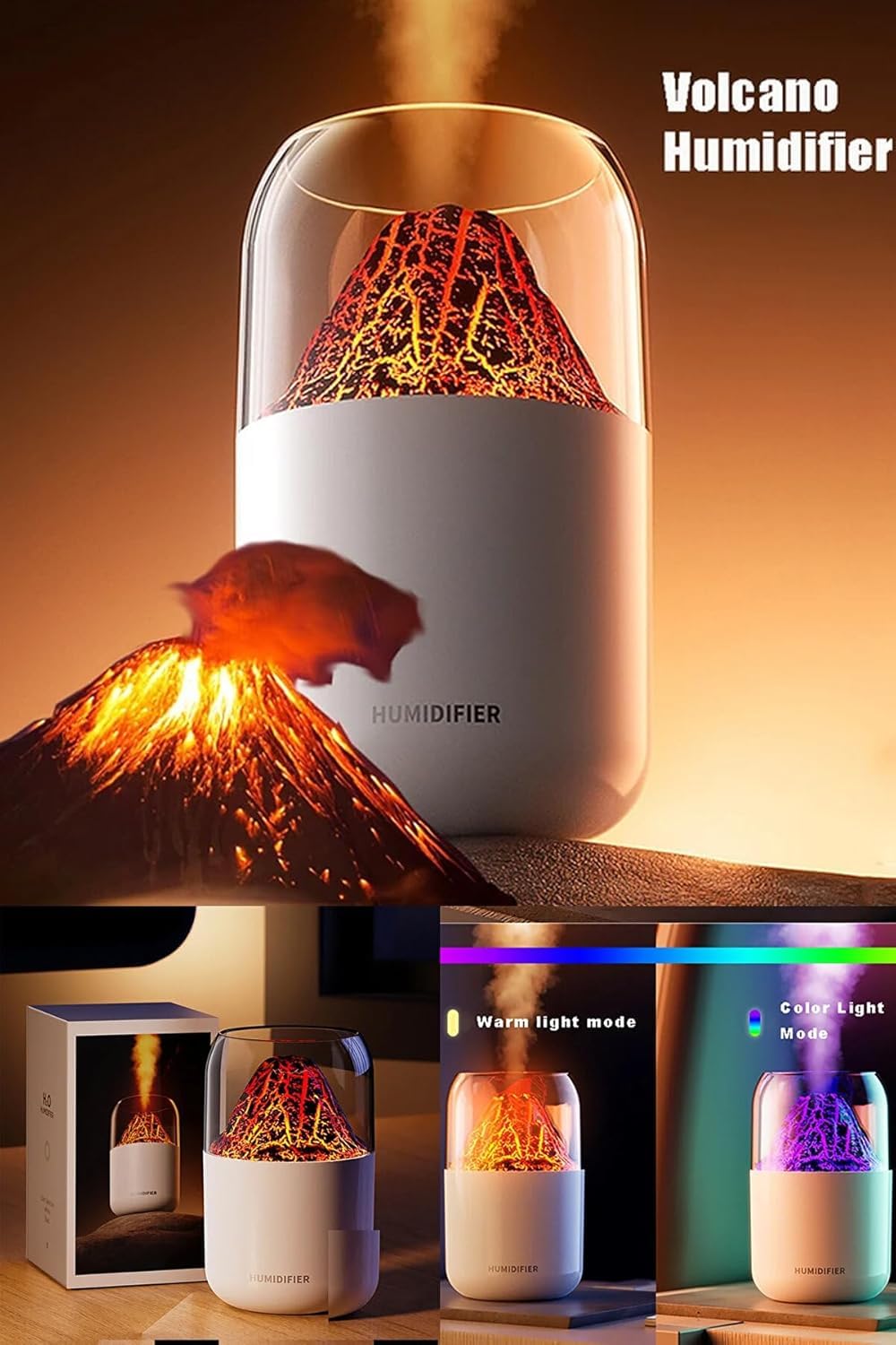 PURE NEST Volcano Humidifier with LED Flame Effect | Cool Mist Aroma Diffuser for Home, Office & Bedroom | Silent Operation, Auto Shut-Off & Night Light Function 4