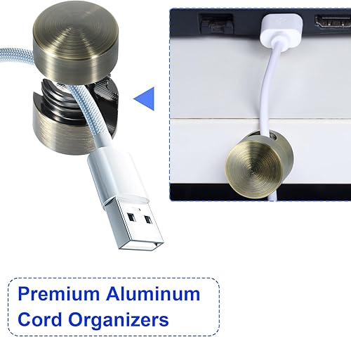 Miniatura 175 de 3 juegos de soportes de cargador para cables, soportes de anclaje de cable ajustables plateados, clips de cable de metal adhesivos, organizadores de