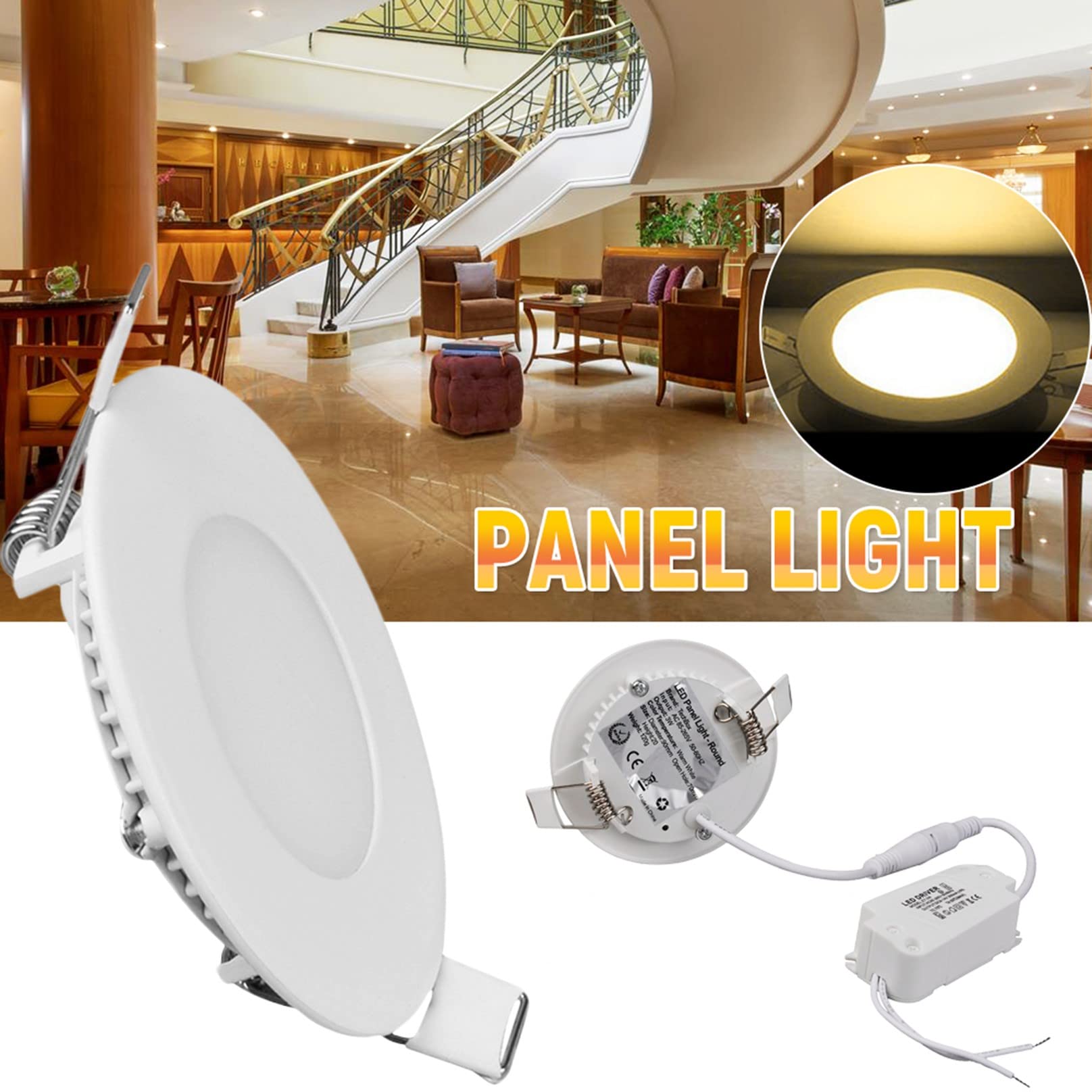 TTiiLoe LED Recessed Ceiling Light 3 Inch, 3W Ultra Slim Spotlight for Ceiling, IP21 Round Downlight 180lm, 4500K Daylight White, Hole ? 70 mm, 6 Pack