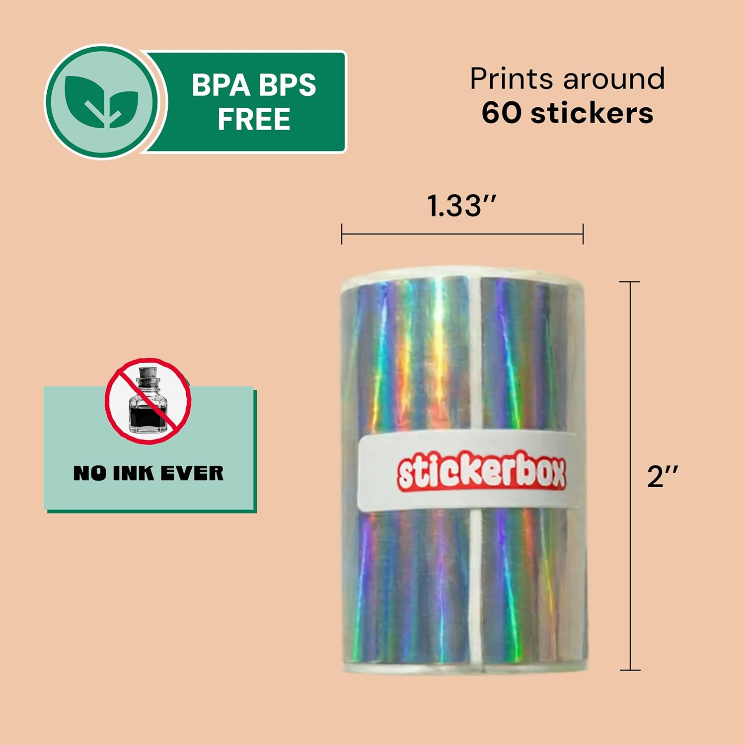 Stickerbox Refills BPS/BPA Free Holographic Thermal Paper - 3-Pack image 2