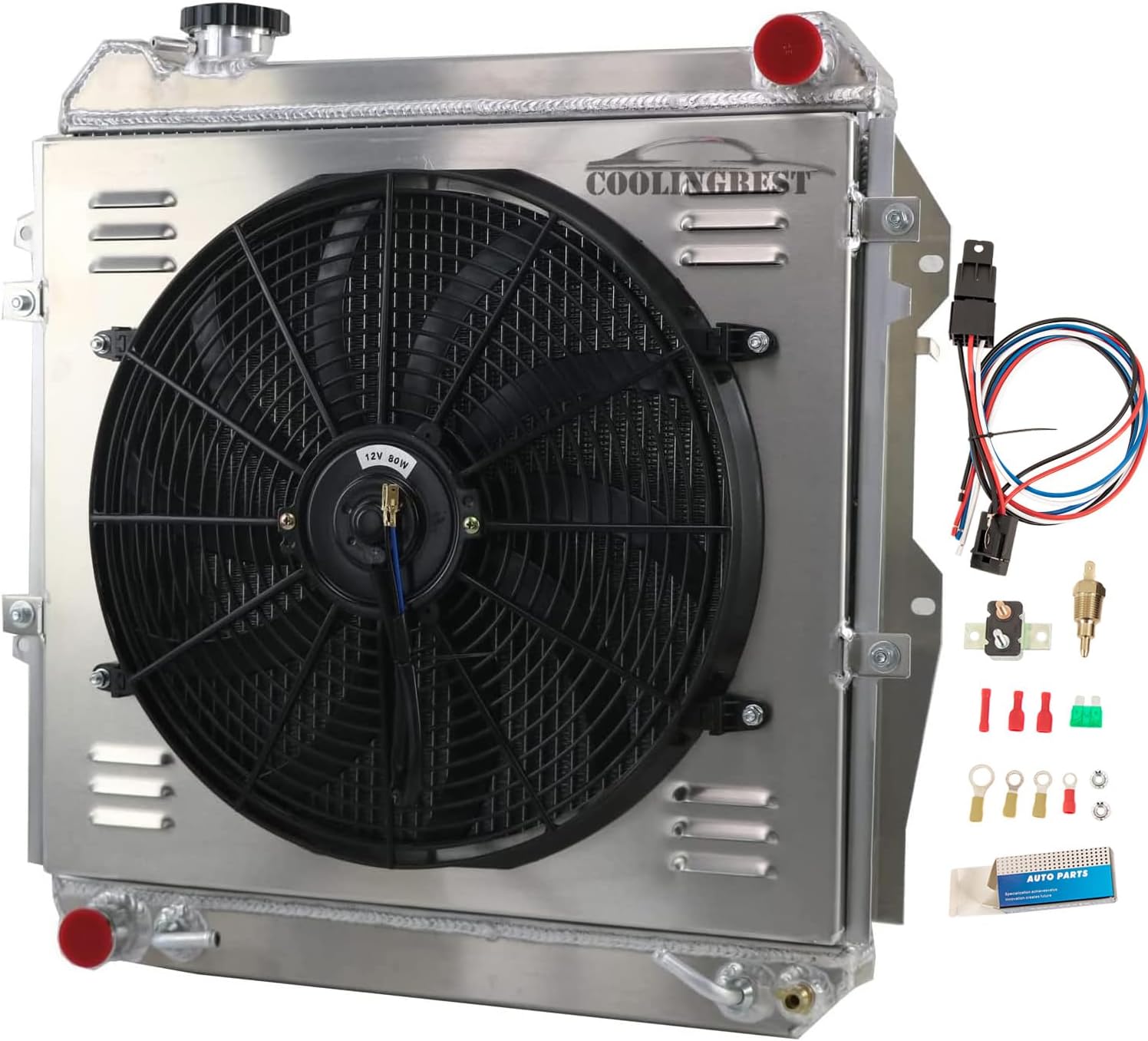 3 Row Radiator for 1988-1995 Toyota 4Runner 4 Runner Pickup 3.0L V6 GAS AT MT, 1989 1990 1991 1992 1993 1994 88 89 90 91 92 93 94 95, All Aluminum Radiators +16''Fan Shroud&Thermostat Kit