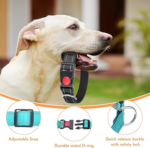 Miniatura 3 de Sweetude Paquete de 6 collares reflectantes para perro con hebilla de bloqueo de seguridad, suave acolchado de nailon transpirable, collar ajustable