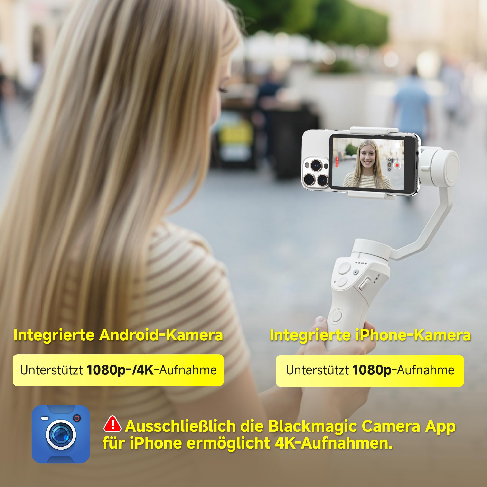 SYNCO XView - Monitor per selfie per iPhone 17, schermo magnetico per smartphone da 3,97", fotocamera posteriore Android, senza fili, 50 m, con altoparlante per TikTok YouTube Live Stream (rosa)