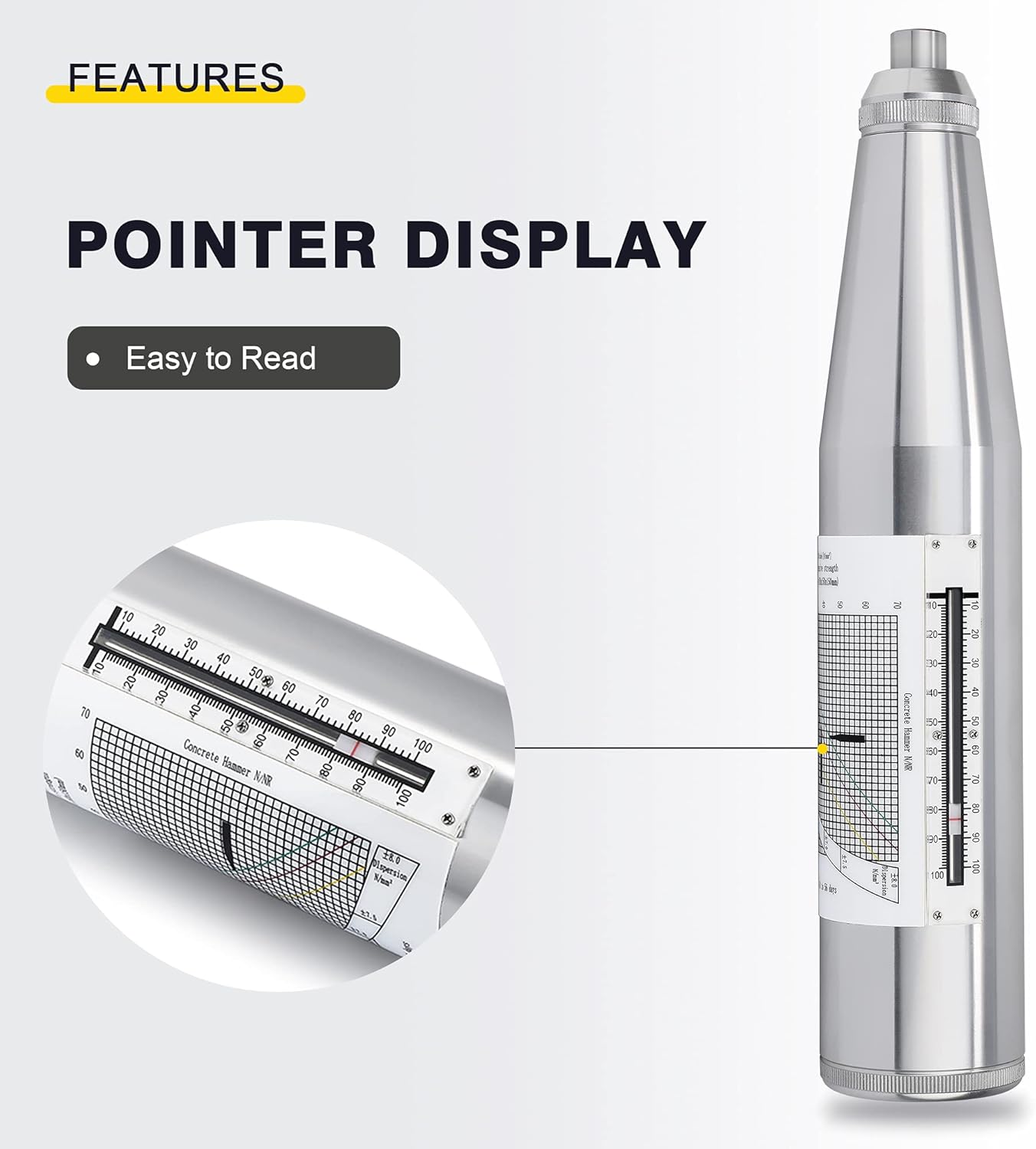 Gеt Pорulаr оƒƒеr CGOLDENWALL Concrete Rebound Hammer Tester Resiliometer Test Meter Tool Within The Scope of 1450.38psi-8702.26psi (10-60Mpa) ZC3-A with English Label and Calibration Certificated
