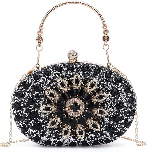 Bolso de mano de noche con diamantes de imitación para mujer, bolsa de mano con diamantes brillantes y brillantes, bolsa de fiesta de boda de cristal