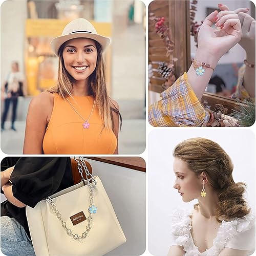 Miniatura 7 de DanLingJewelry 24 dijes de flores de cerezo de resina para mujer, joyería para hacer collares, aretes