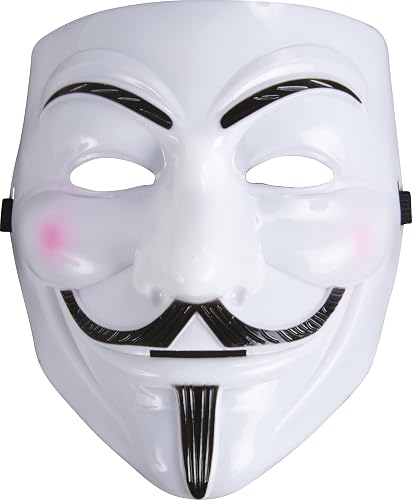 P 'Tit Clown 23520 - Máscara de Adulto rígida, diseño de Anonymous, Color Blanco