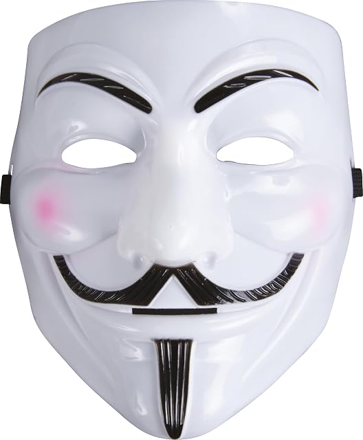 P 'Tit Clown 23520 - Máscara de Adulto rígida, diseño de Anonymous, Color Blanco