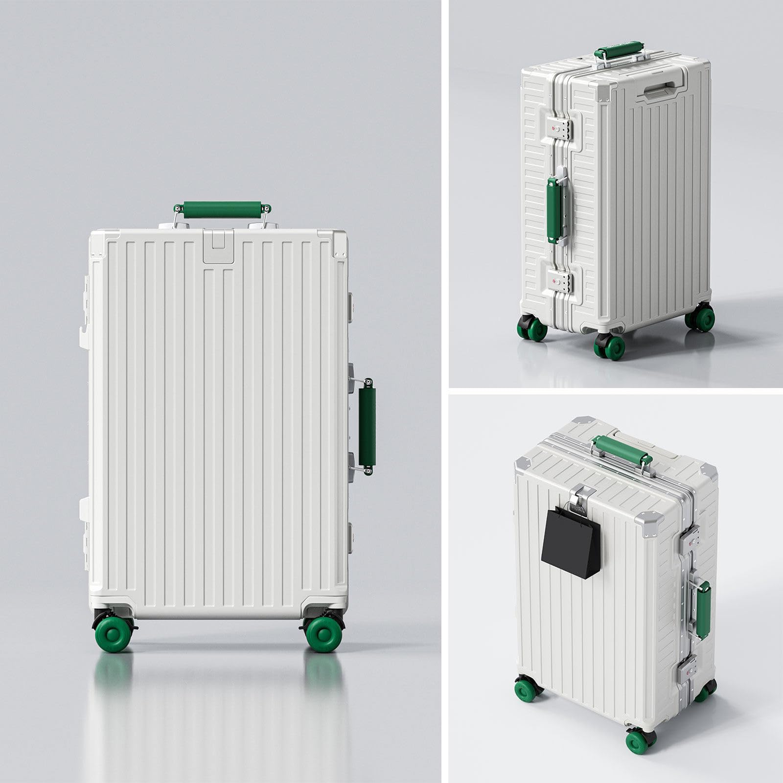 LEOVEN Valigia Trolley Rigido, LM-2199A Trolley Bagaglio a Mano, PC Rigido Guscio, Telaio in Alluminio, Manico in PU dai Colori Pregiati, Serratura TSA, Ruota Silenziosa 360°, Resistente