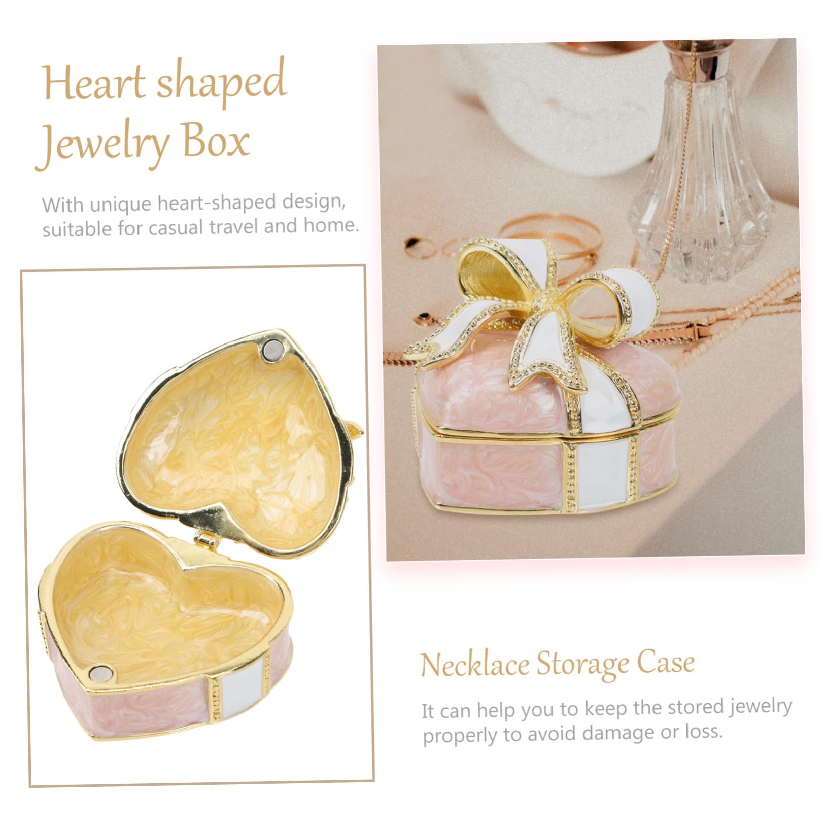 SOIMISS 2piezas Organizador De Joyería Forma De Corazón Lazo Caja De Almacenamiento Para Anillos Collares y Pendientes Para Cumpleaños