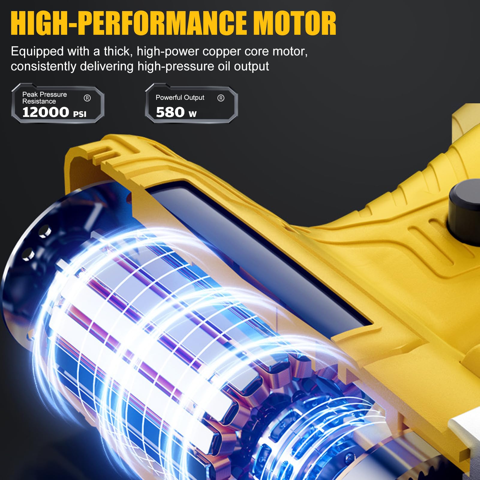 Shkalacar 24V Kit de Pistola Engrasadora, Pistola de Engrase Eléctrica 12000PSI con Manguera de Resorte, Máquina Engrasadora Inalámbrica a Batería con Tubo de Tensión, Estuche de Transporte