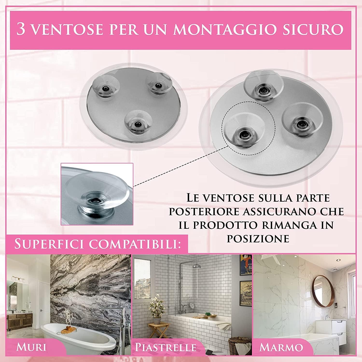Mirrorvana Specchio Ingranditore 15X e 20X con Ventosa - Specchio Trucco Ingranditore Senza Luce - Specchio Ingrandente per Truccarsi - 15cm e 10cm (Grande) - 20x e 15x