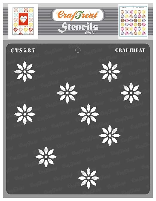 Flower Stencils for Fabric Painting - Turn About Flowers - Size: 6X6 Inches - Reusable Flower Stencils for Craft - Painting Flower Stencils for Decoration