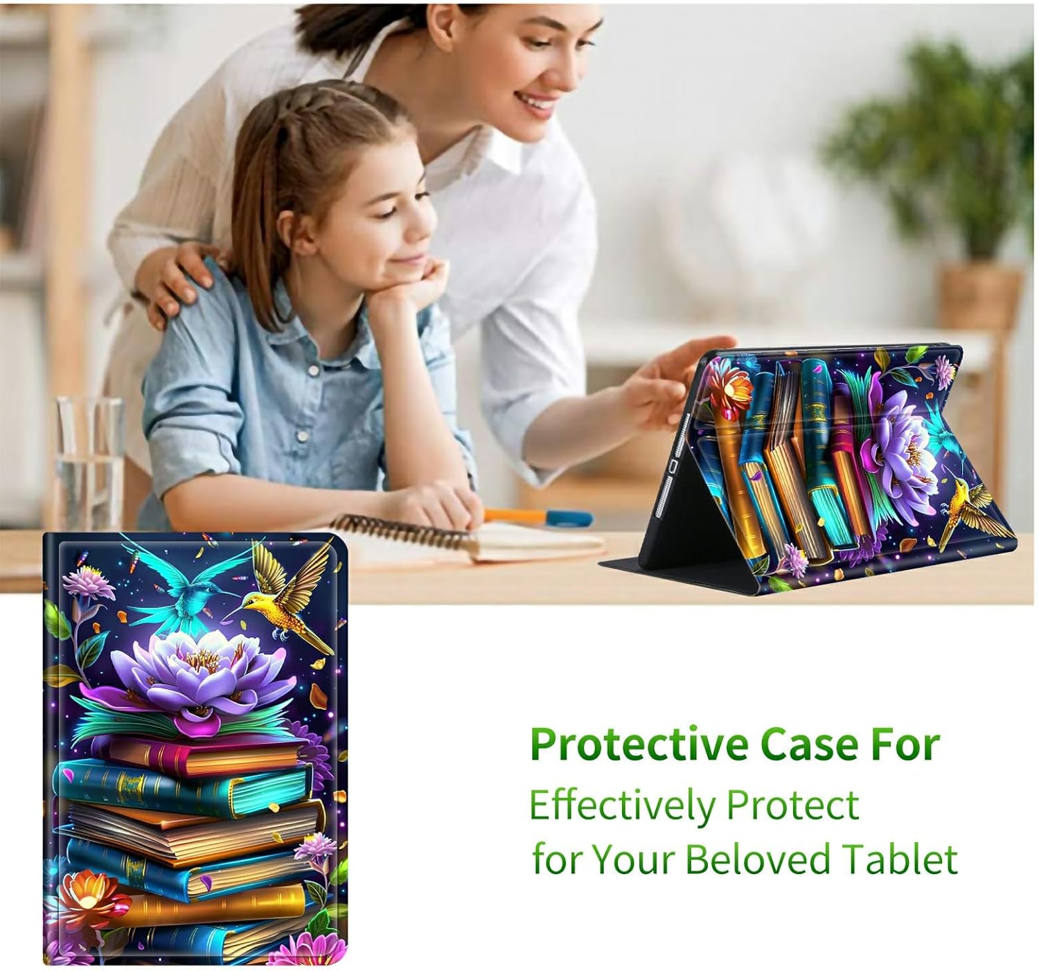 for Kindle Paperwhite 12th Generation 2024 7" Case/Kindle Colorsoft Signature Edition 7" Case, Multi-Angle Viewing Shockproof Smart Protective Case with Auto Wake/Sleep, Book Lotus