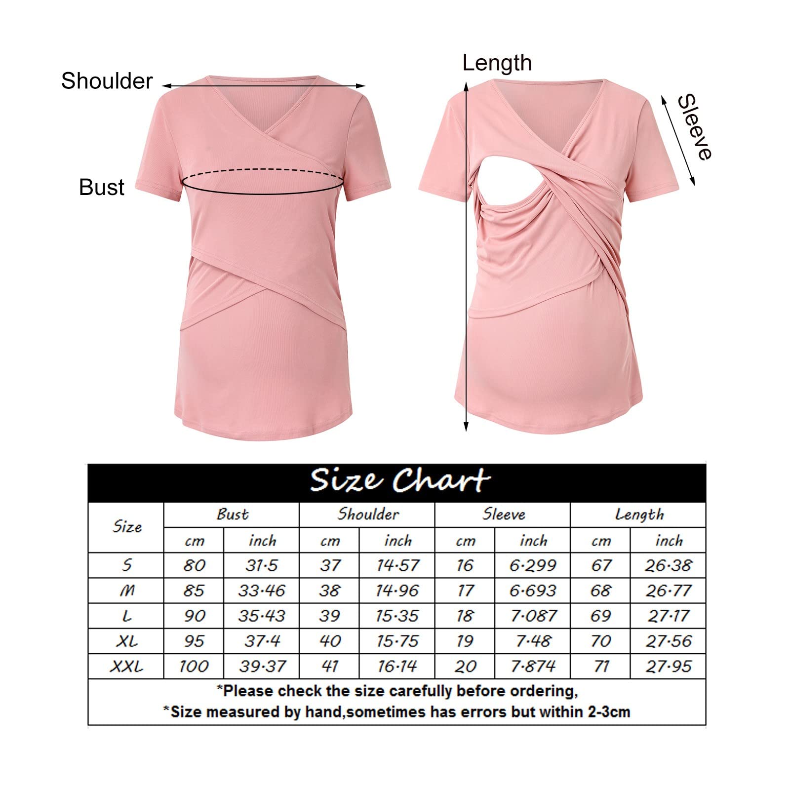 Lot de 3 t-shirts de maternité décontractés à manches courtes avec col en V pour femme - T-shirt basique d'allaitement - Bleu clair