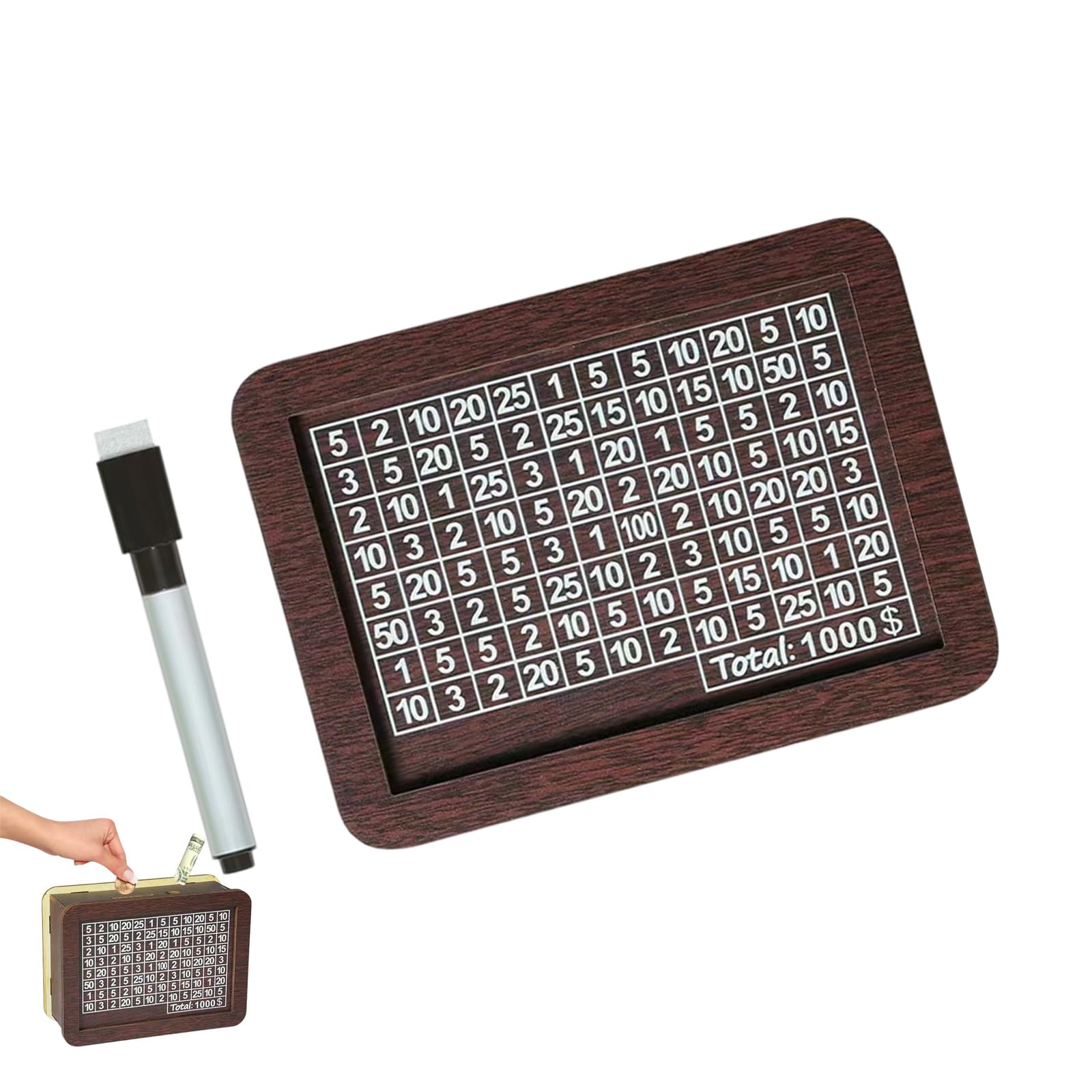 Wood Cash Saver with Currency Counter for Family Finance Planning Cash Saver Box with Numbers