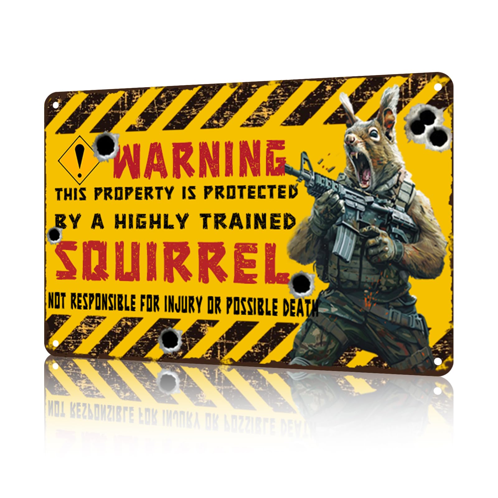 Anceky Animal Sign This Property Is Protected by A Highly Trained Squirrel Sign Aluminum Sign Retro Metal Tin Sign Wall Decor for Farmhouse Yard Home Man Cave Cafe Pub 12×8 Inch