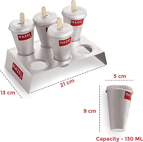 Miniatura 4 de HAZEL Moldes reutilizables de aluminio para paletas, moldes para paletas de hielo, molde de kulfi  Kulfi Maker para niños y adultos  Molde de